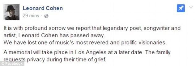 科恩的官方脸书