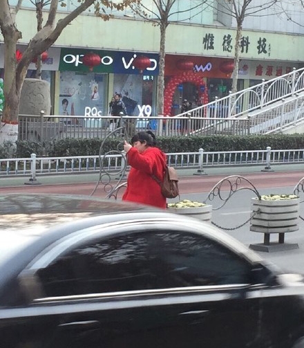 彪悍的女子过马路不怕栏杆 嫌隔离栏挡路女子竟徒手将其掰掉