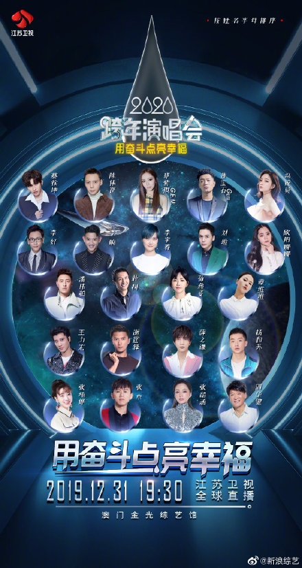 江苏卫视跨年演唱会公布全阵容海报