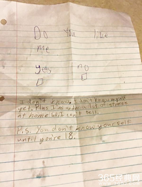 11岁女孩给男孩写表白信_获小男孩的神回复_365经典网