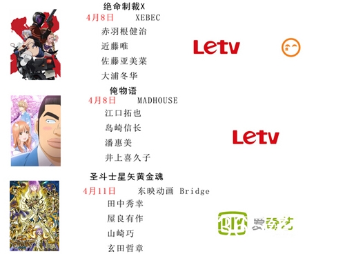 2015国内视频网站购买4月日本动漫新番版权名单表汇总