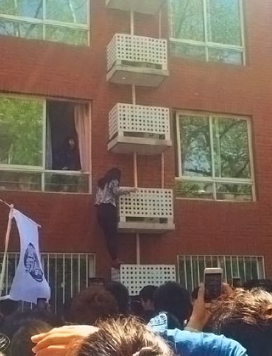 谢霆锋现身校园 体育大学女生爬楼围观