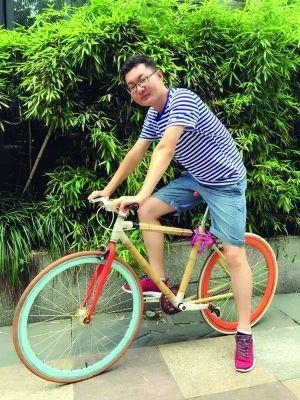 苏州“IT男”自制竹子自行车