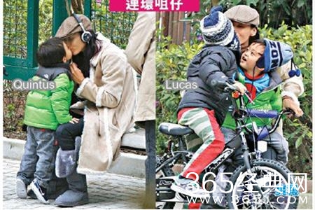 张柏芝带两个儿子香港游玩