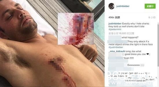 贾斯汀比伯携好友度假遭鲨鱼袭击 好友被咬伤