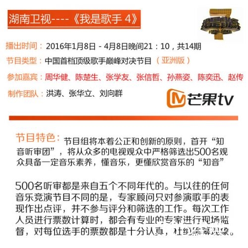 我是歌手第四季歌手名单曝光