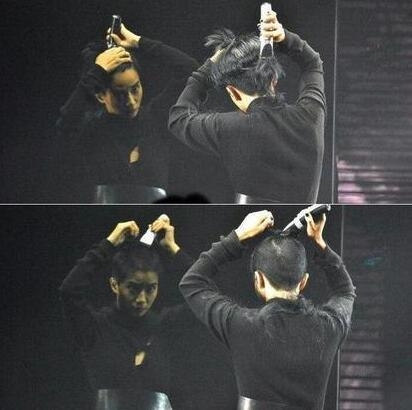 卢凯彤演唱会剃平头