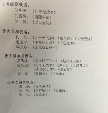 第30届电视剧飞天奖获奖名单