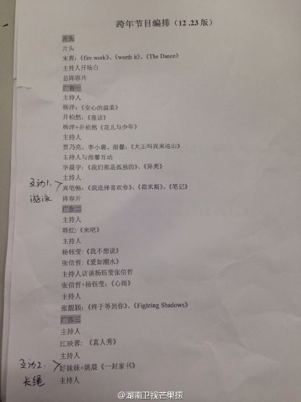 2016湖南卫视跨年节目单曝光