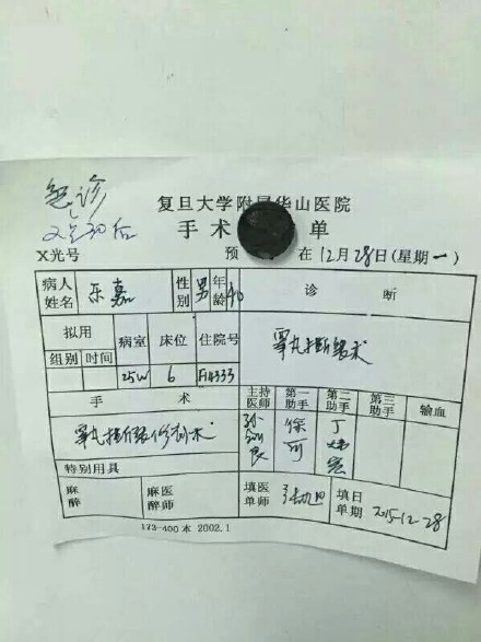 了不起的挑战乐嘉睾丸破裂