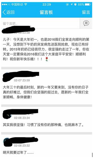 母亲5年坚持给已故孩子网络空间留言