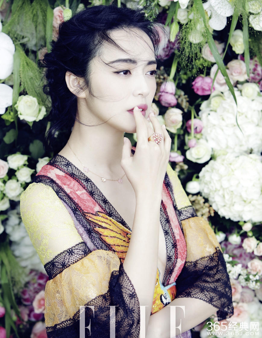 怀二胎的姚晨站在花丛中 比花还甜美