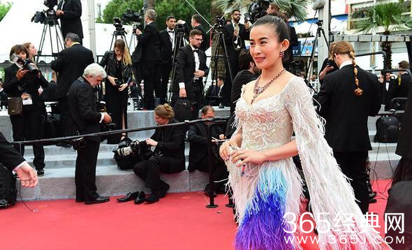 台湾女星戛纳走红毯一步一停 无奈被安保请走