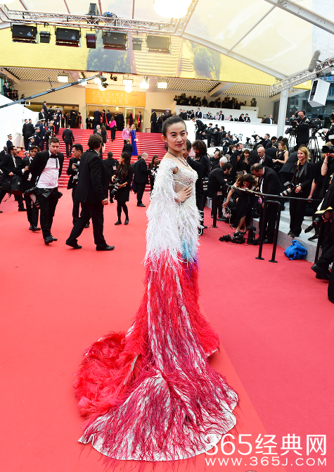 台湾女星戛纳走红毯一步一停 无奈被安保请走
