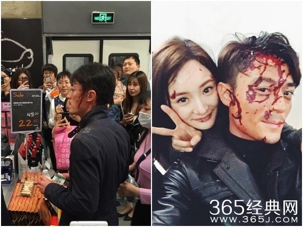 霍建华头破血流进超市购物吓坏群众