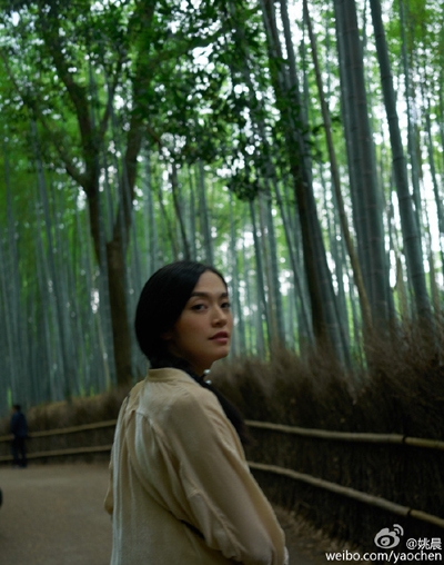 姚晨微博晒照挺孕肚温婉文艺