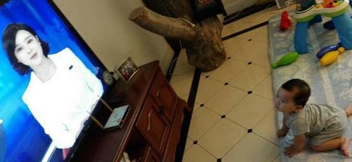 陆川妻子胡蝶复出 儿子趴地紧盯电视被圈粉