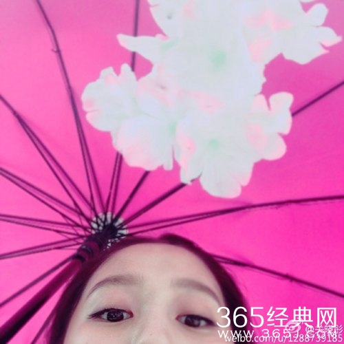 关晓彤晒穿古装撑扇自拍 花瓣半掩面娇媚动人