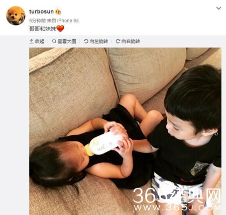 孙俪儿女互动超有爱 等等拿奶瓶喂妹妹喝奶