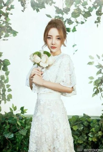 李小璐再披婚纱拍写真 秀酥胸美似花仙子