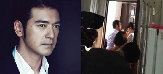 金城武上海拍戏 西装革履展大叔范儿