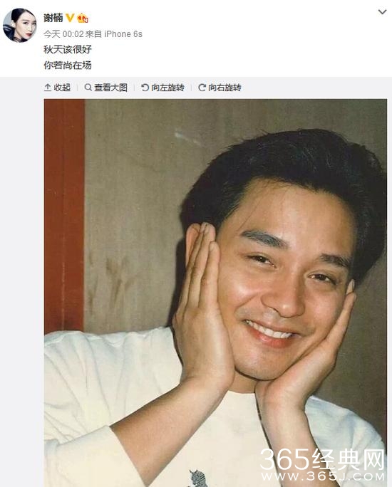 谢楠怀念张国荣：秋天该很好 你若尚在场