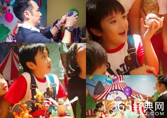 吴镇宇为费曼庆8岁生日 一家三口罕见同框