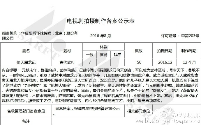 倚天屠龙记新版什么时候拍 倚天屠龙记新版导演是谁