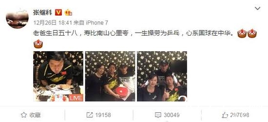 张继科父亲是谁生日什么时候 张继科为父庆生