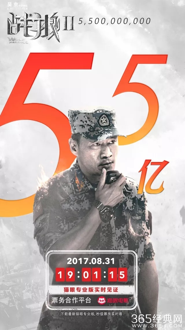 战狼2票房破55亿，中国影史新纪录