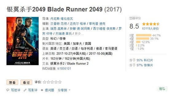 银翼杀手2049好看吗 银翼杀手2049豆瓣评分如何