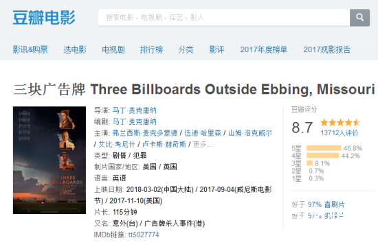 三块广告牌电影好看么口碑如何 三块广告牌豆瓣影评介绍