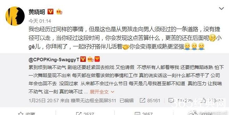 黄晓明为黄子韬鼓励打气是怎么回事 黄晓明和黄子韬是什么关系