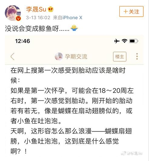 李晟胎动：没说会变成鲸鱼啊！
