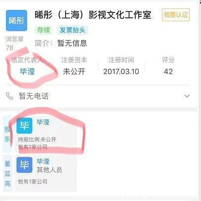 毕滢被曝是张丹峰工作室法人 工作室名字才是亮点