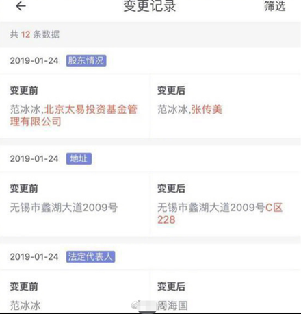 李晨退出与范冰冰合资公司 范冰冰母亲成了新合伙人之一