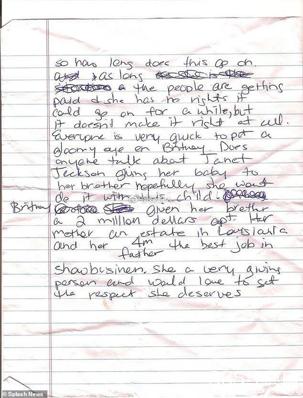 “小甜甜”布兰妮亲笔信首公开 自称曾遭团队封口与威胁