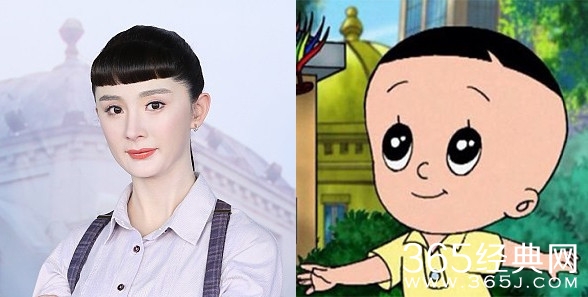 杨幂蜡像造型锅盖头 撞脸“大头儿子”