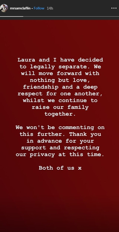 山姆克拉弗林宣布离婚 六年婚姻结束