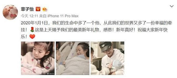 章子怡元旦二胎生子 一家三个孩子幸福美满