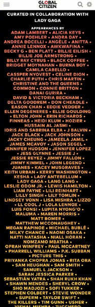 LadyGaga公益演唱会阵容逆天 集合全世界大牌明星！