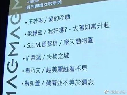 金曲奖入围名单公布  有你喜欢的歌手吗？