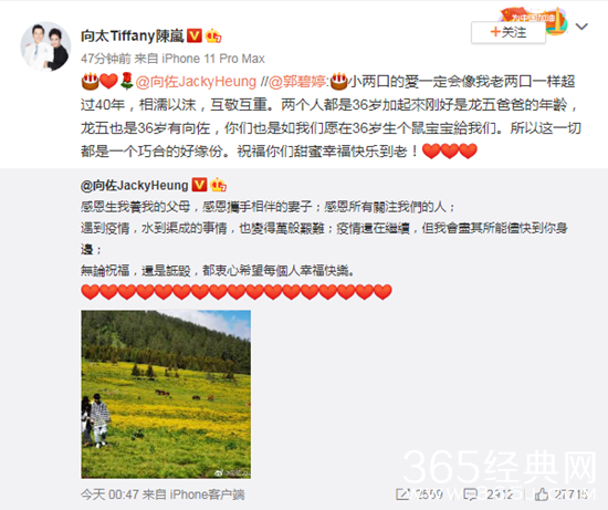 向太官宣郭碧婷怀孕  并透露预产期