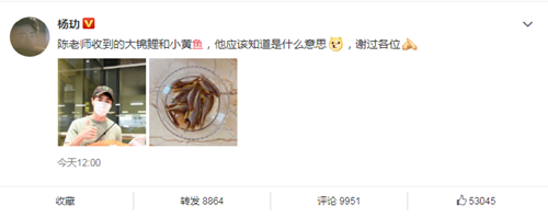 陈屿一角深入人心  杨玏机场被送鱼