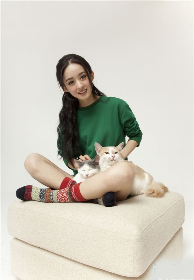 赵丽颖携爱宠拍写真