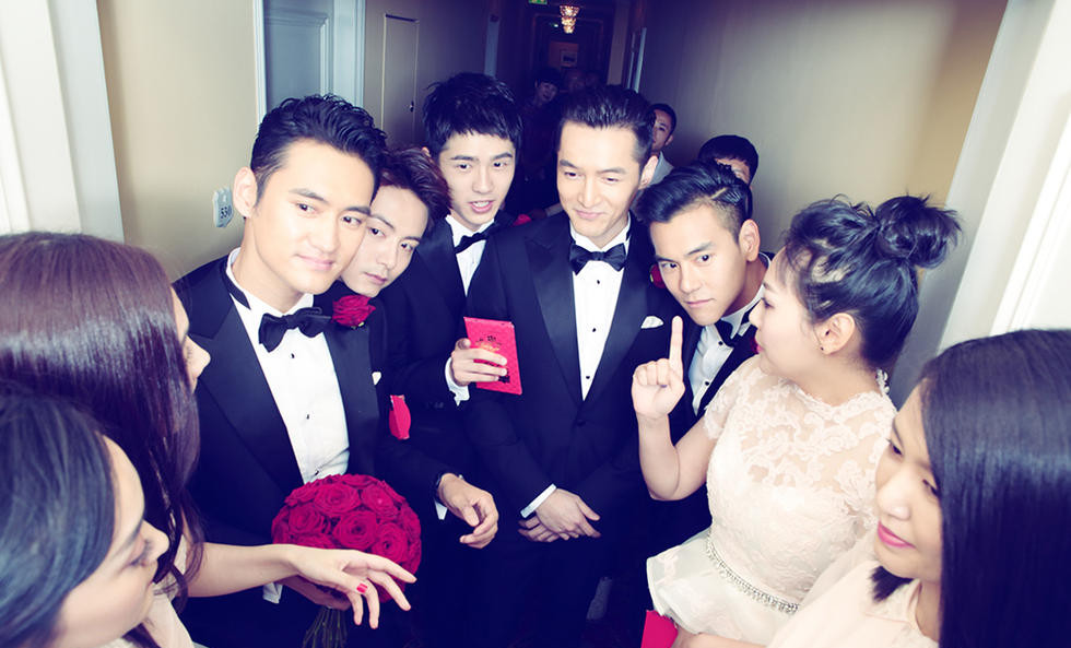 袁弘张歆艺德国伴郎图片 史上最帅伴郎团