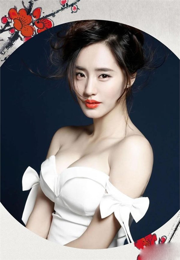 性感王智红唇香肩个人复古写真图片