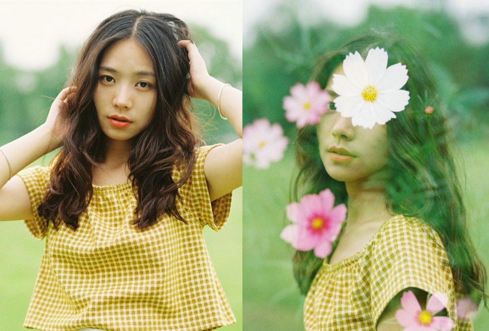 黄衣美少女长发唯美高清照片