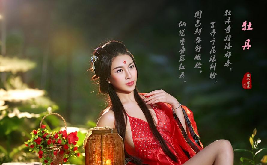 林中诗意，媚娘古装美女高清壁纸