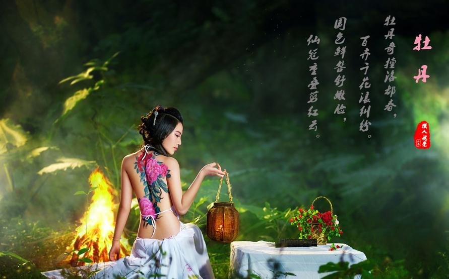 林中诗意，媚娘古装美女高清壁纸